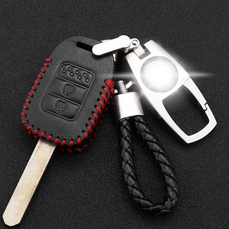 Key Cover Leather Car Holder Case+Keychain For Honda Fit Crv Pilot Accord 2003-2007 Hrv Civic Freed Dio ring Case | Автомобили и