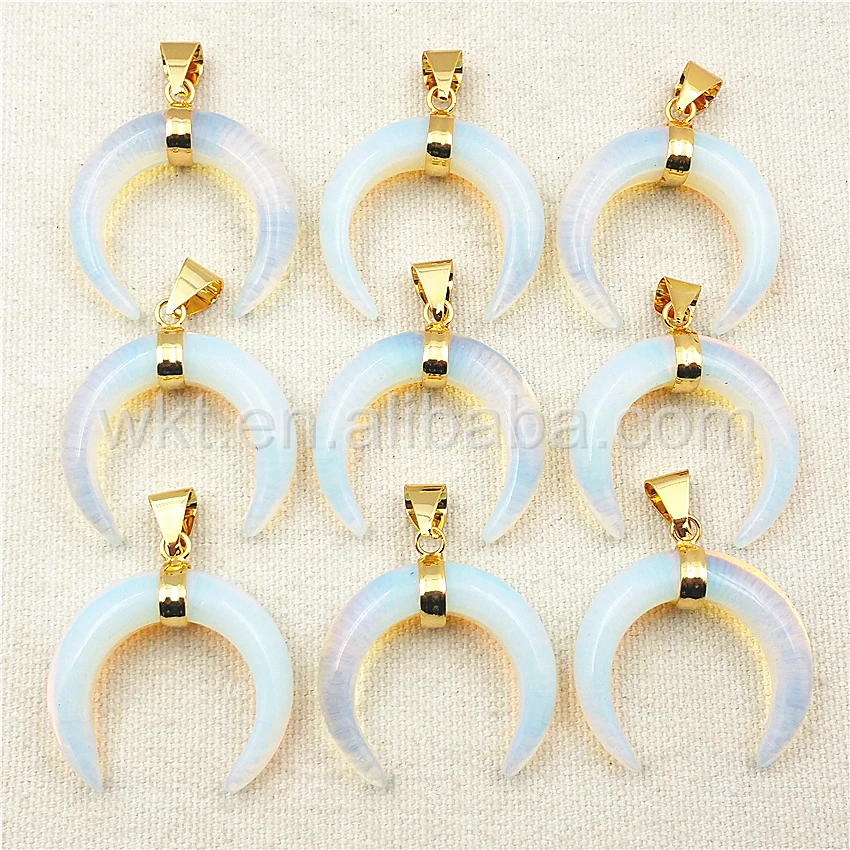 WT-P986 оптовая продажа изумительный натуральный полумесяц опал кулон красивый 10*35