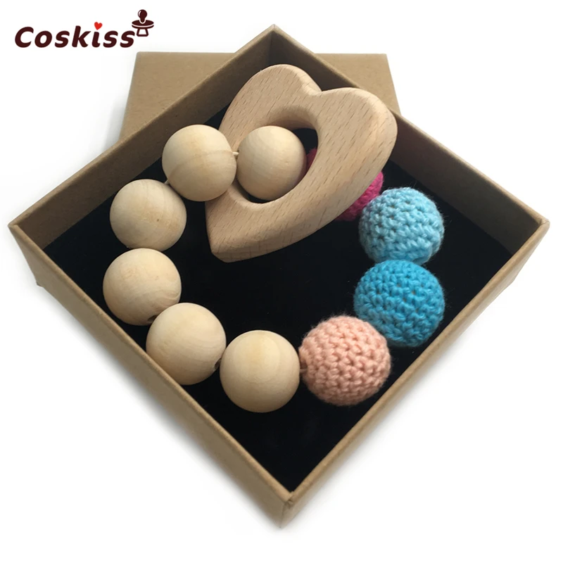 Вязаные крючком бусины прорезыватели кольцо необработанный клен детский