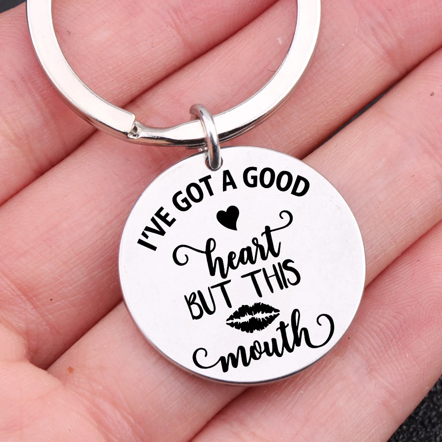 Брелок для ключей я получил .. Модная бижутерия с гравировкой в форме сердца и рта