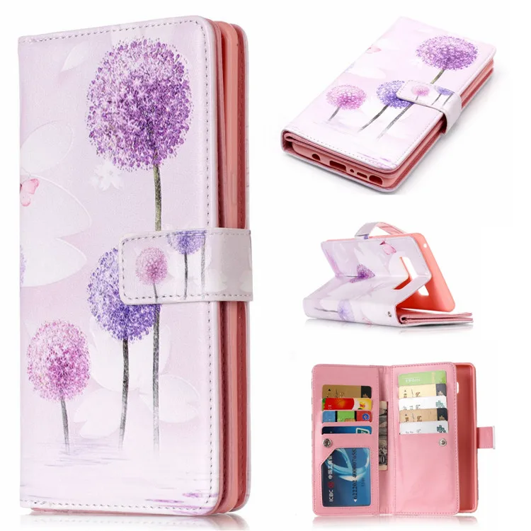 9 слотов для карт Роскошный чехол из искусственной кожи корпуса телефона