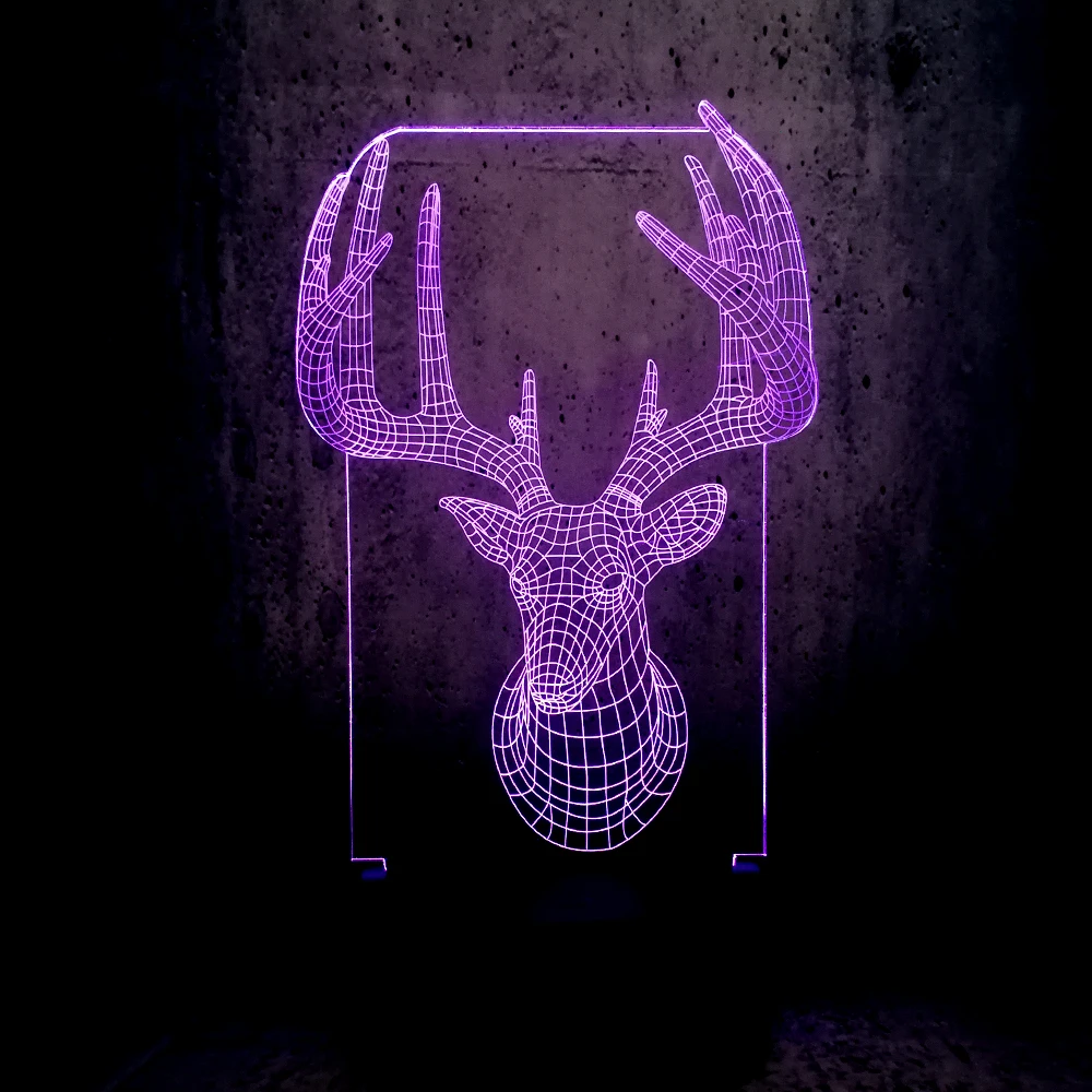 Горячая продажа ретро животное олень Олень Wapiti 3D LED USB лампа 7 видов цветов