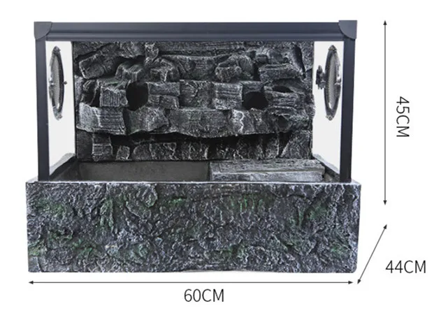 large Vivarium Paludarium аквариумная черепаха танк с фоном UVA светильник греется платформа тропический лес комплект с кирпичным узором база - Цвет: large