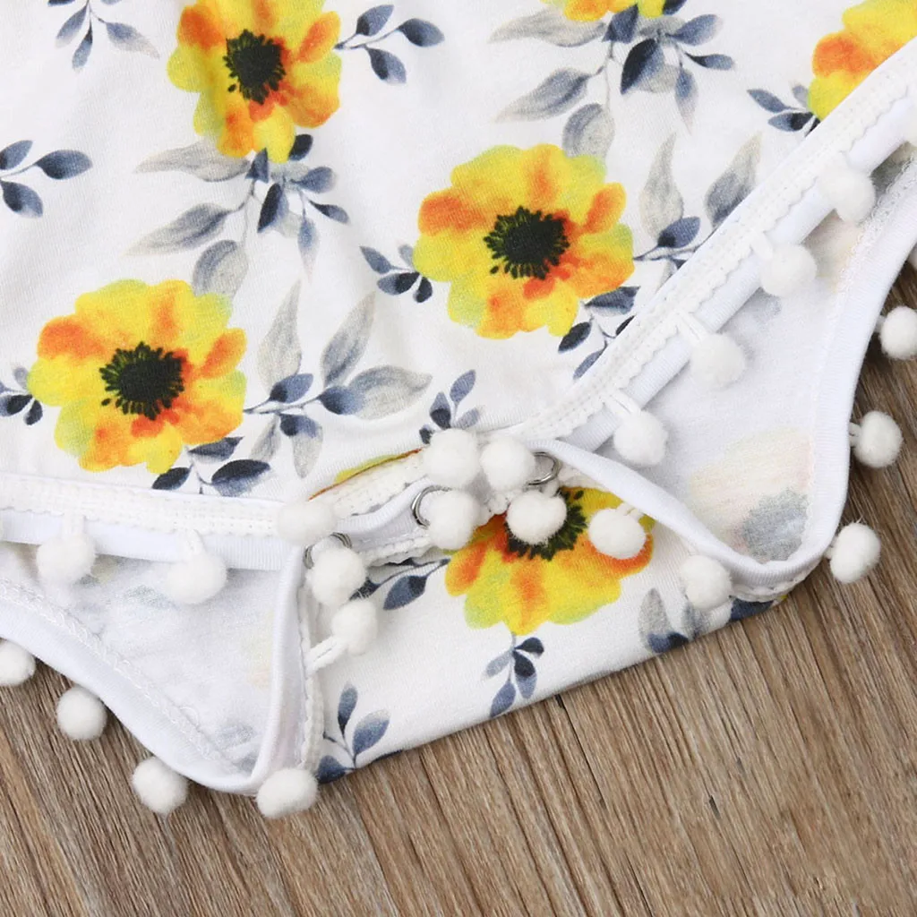 Комбинезоны для маленьких девочек комбинезон без рукавов с цветочным принтом и