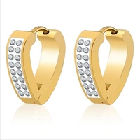 he46 titanium unisex hoop earrings heart shape 316l stainless steel earring gold color ip plating no fade allergy free