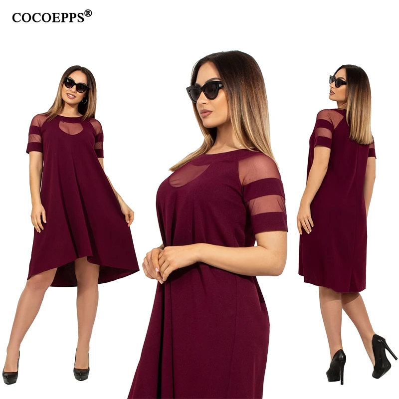 Летнее Сетчатое платье А силуэта элегантное офисное короткое большого размера 5xl