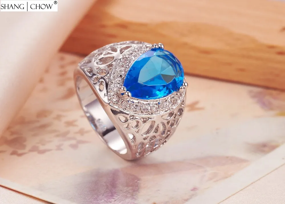Женское кольцо из серебра 925 пробы с синим кварцем в форме капли|925 sterling silver ring|rings
