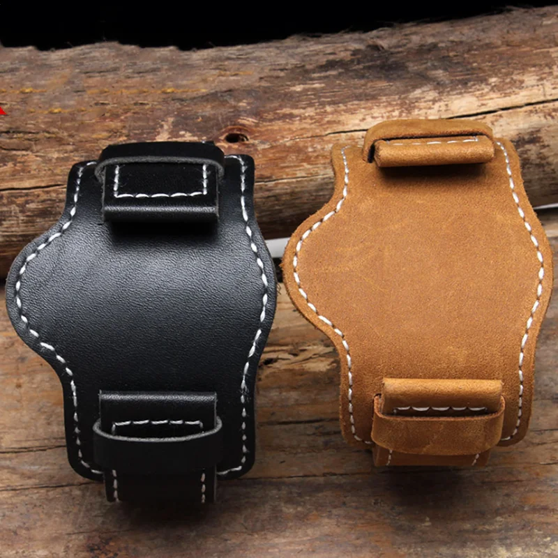 20 22mm 24mm 26mm high quality Cowhide Genuine Leather Watch Band with Stainless Steel Buckle Strap for PAM Thick Soft Watchband