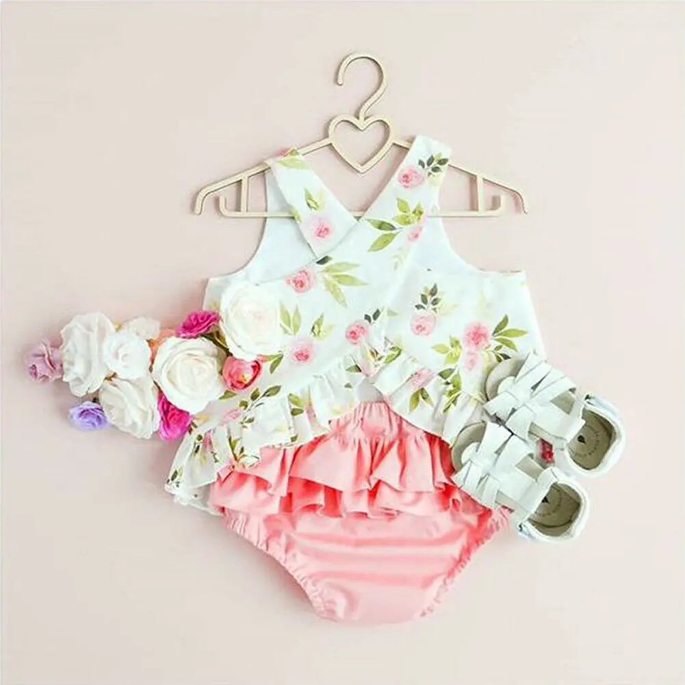 Коллекция 2019 года новая летняя одежда для маленьких девочек Милая с цветочным