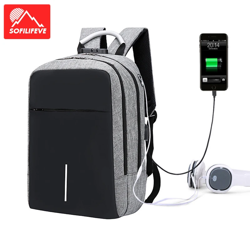 Мужской деловой рюкзак с защитой от кражи паролем сумка для спорта на открытом