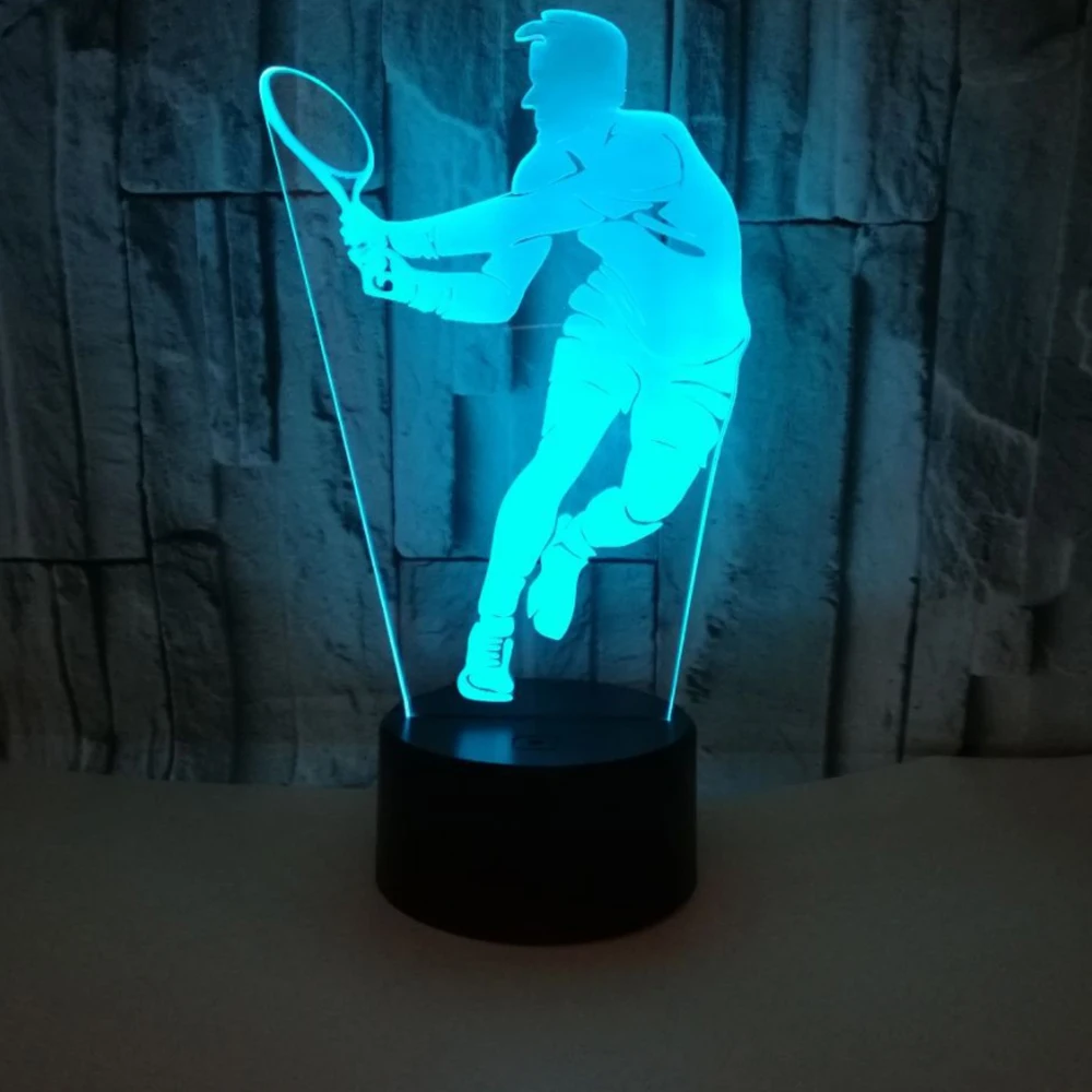 3D визуальный теннисисткой светодиодный Ночной светильник 7 цветов Usb Led