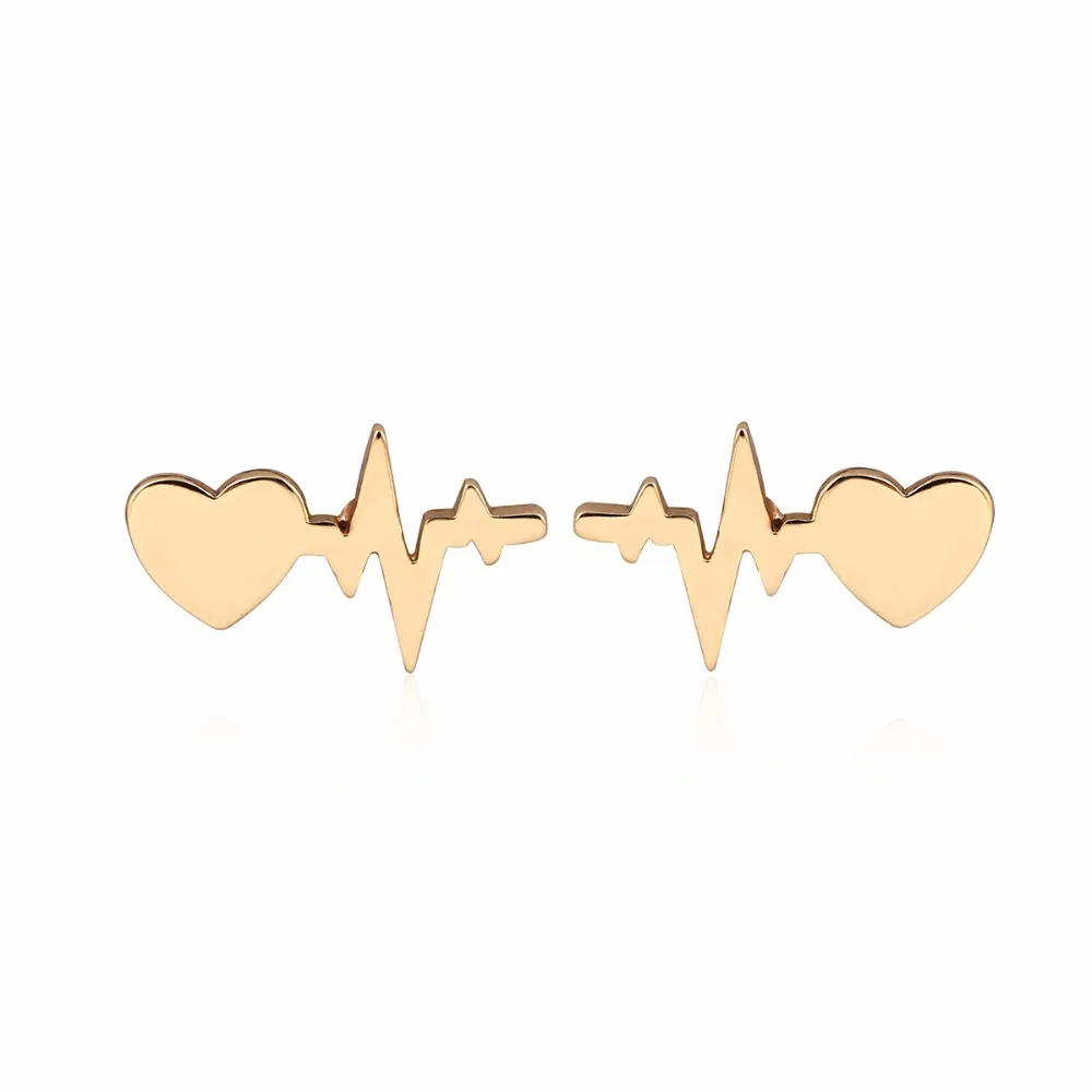 

Daisies 10pairs Punk Style Heart Electrocardiogram Stud Earrings Heart Beat ECG Earring Doctor Nurse Jewelry Gifts