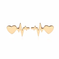 daisies 10pairs punk style heart electrocardiogram stud earrings heart beat ecg earring doctor nurse jewelry gifts