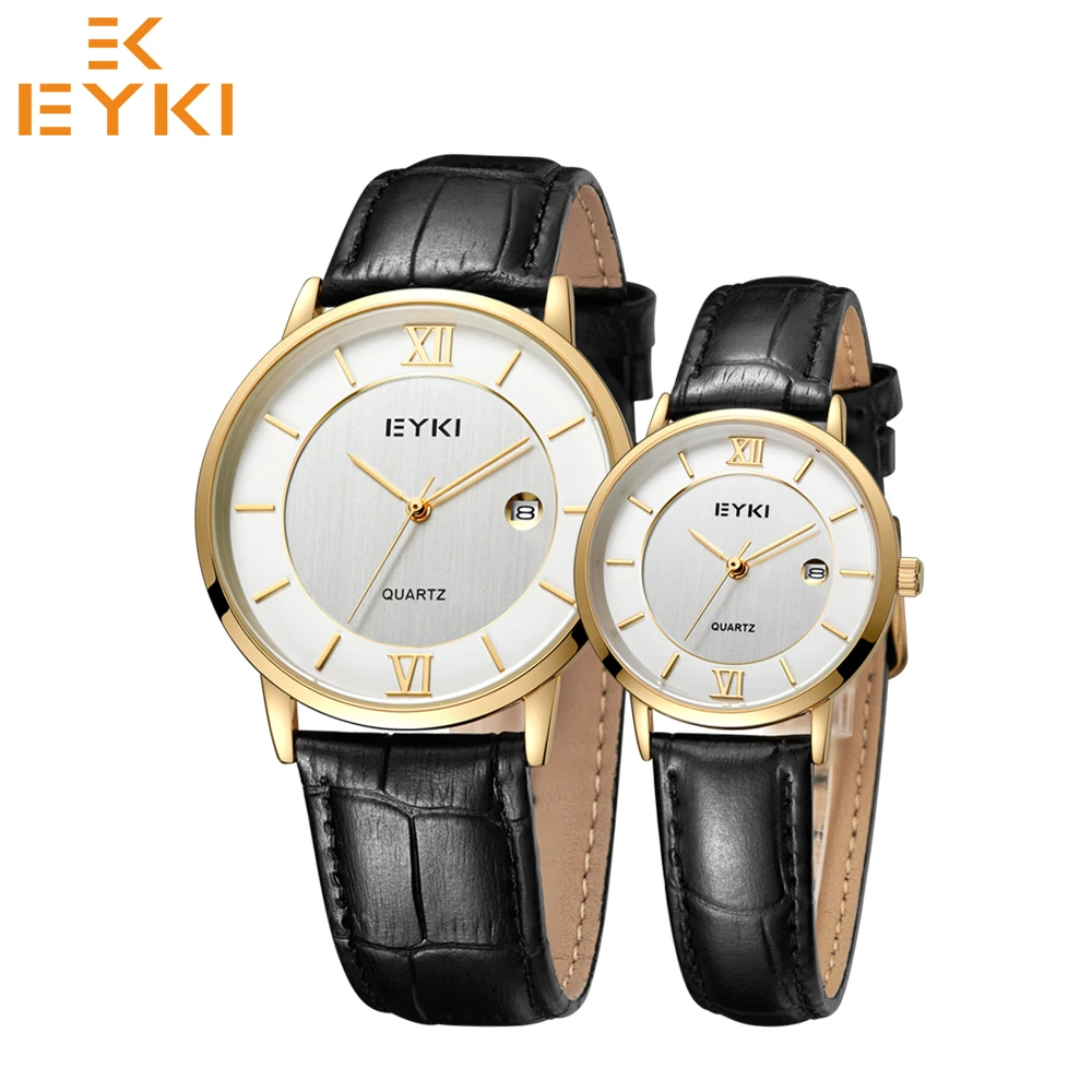 EYKI Fashion Top Brand Mens Women Watches Couple Clock Waterproof Quartz Movement Leather Watch Relogios Masculino Montre Femme | Наручные