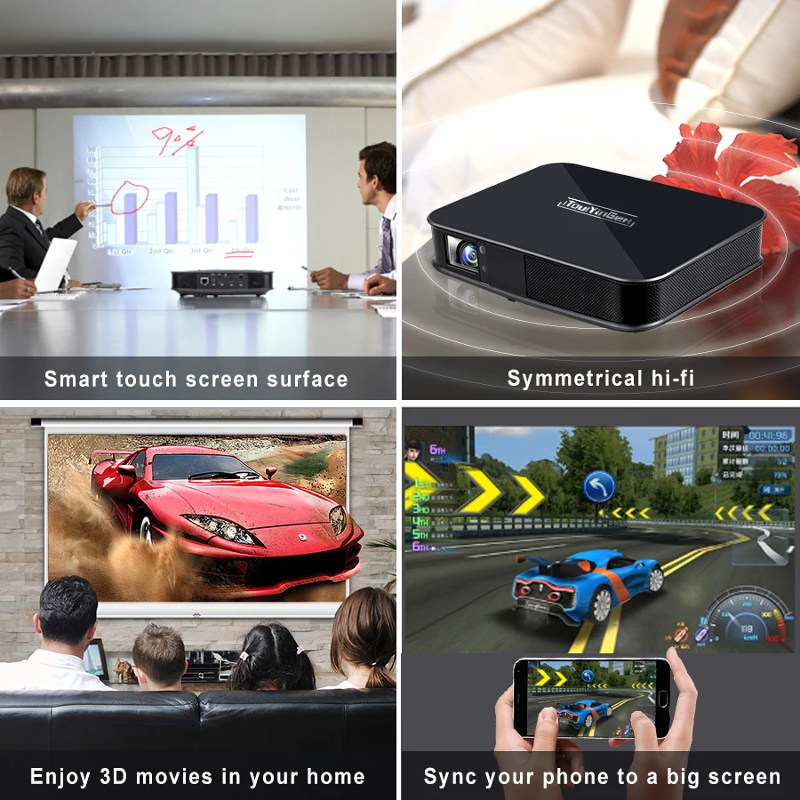 Touyinger G5 800 ANSI Touch 4 k умный проектор Bluetooth Android домашний кинотеатр Wi Fi светодиодный Full