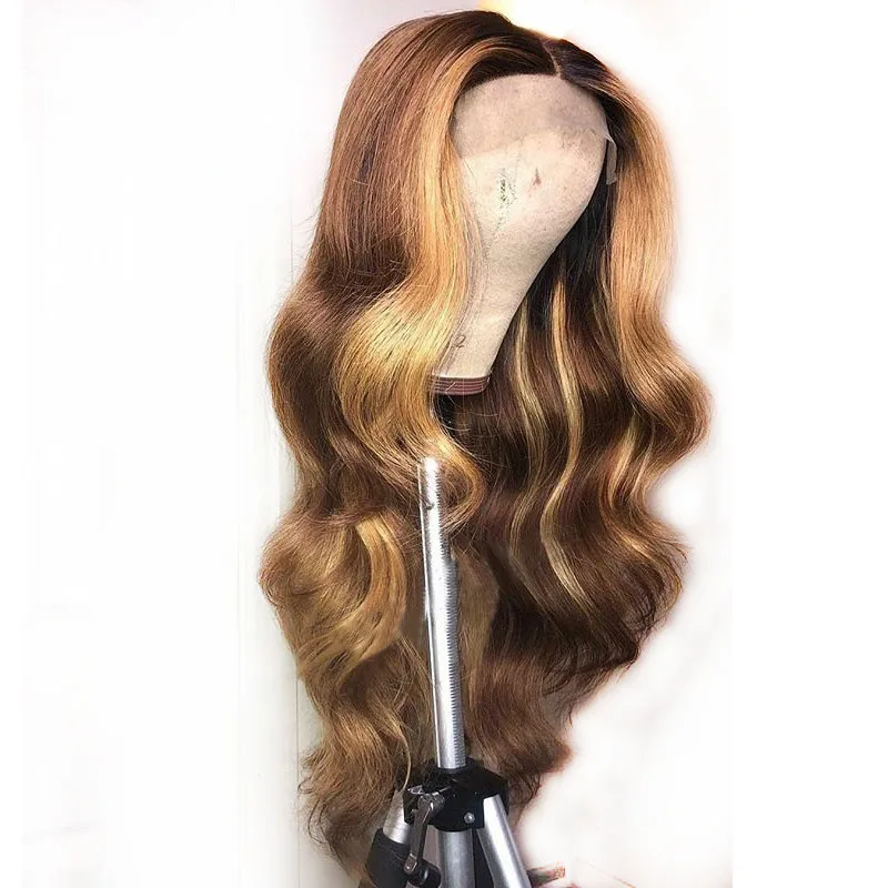 Омбре 360 человеческие волосы фронтальный парик медовый блонд свободная глубокая