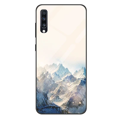 Лаванда Чехол из закаленного стекла для samsung Galaxy A70, силиконовая Мягкая задняя крышка для samsung Galaxy A 70, мультяшный узор, чехол для телефона A7050 - Цвет: Лаванда