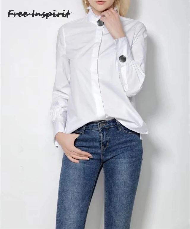 Free Inspirit 2018 New Fashion Spring &amp Autumn Women Blouses Shirts White Full Casual |
