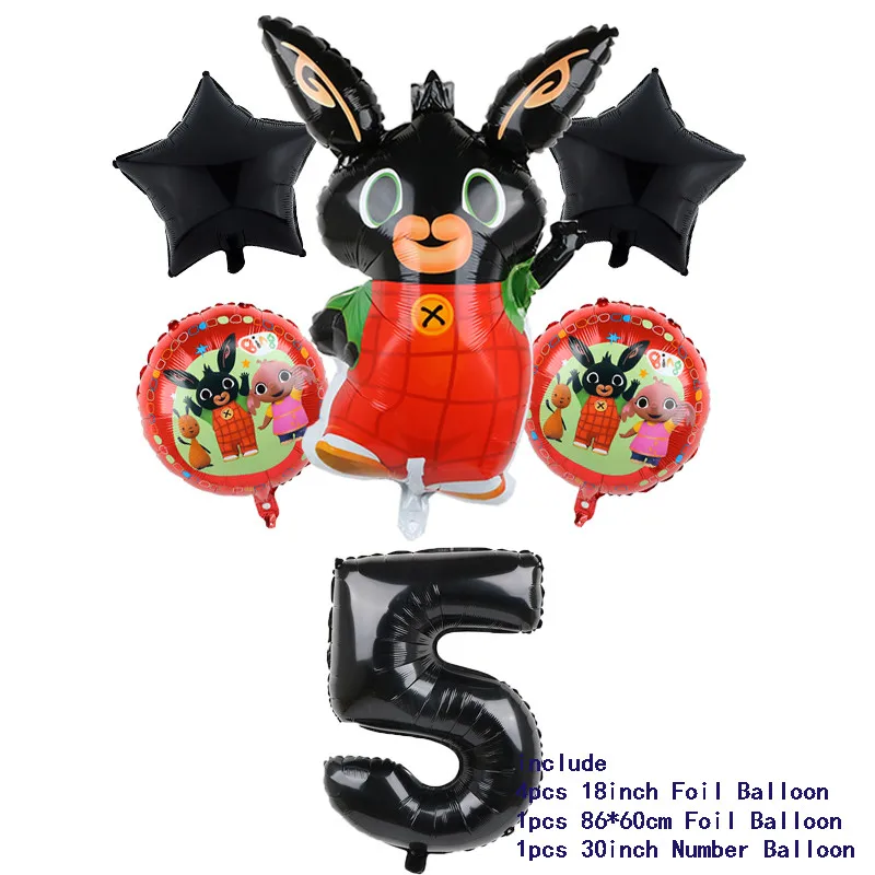 30inch Number 5 6 шт. 86*60 см Bing кролик фольги воздушный шар мультфильм кролик воздушные шары 30 дюймов номер ребенка 1 2 3 4 5 6 декор для вечеринки в честь Дня рождения поставки игрушки - Цвет: 30inch Number 5