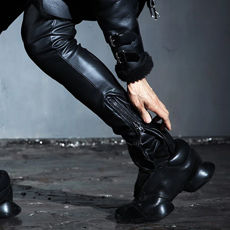 2015 новая мужская короткая облегающая черная кожа штаны Повседневная Обувь На