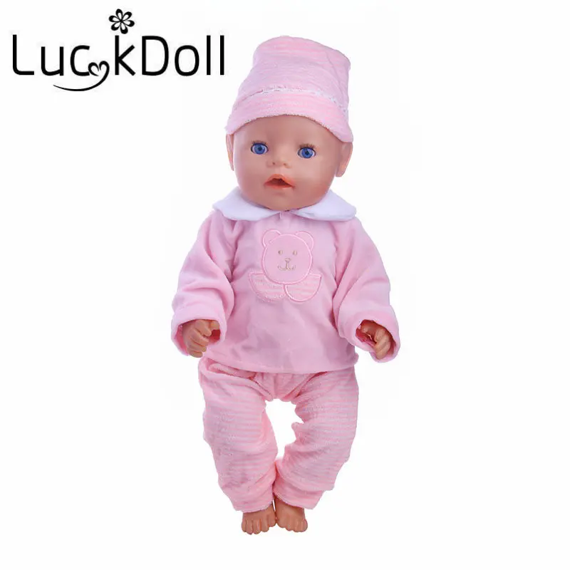Костюм с принтом розового медведя LUCKDOLL 18 дюймов американская кукла 43 см