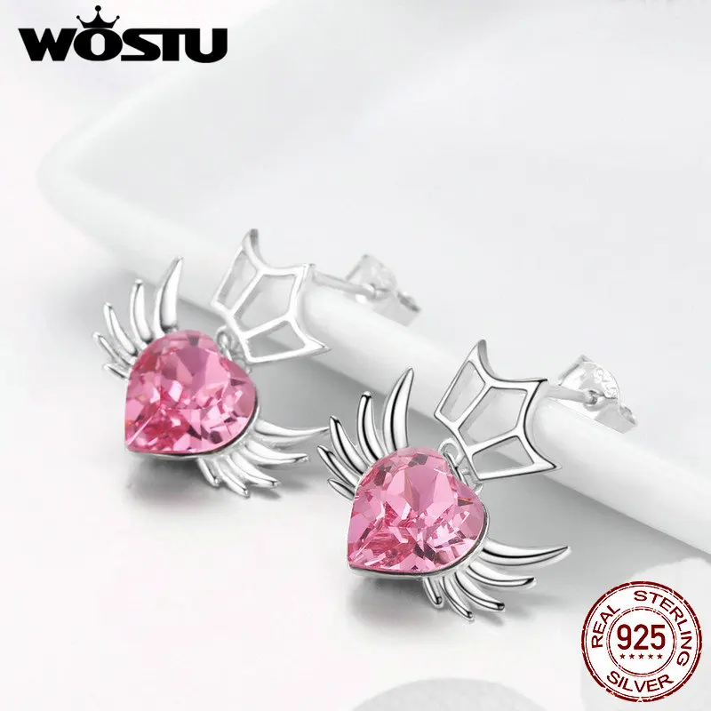 WOSTU сладкий новый 100% стерлингового серебра 925 мечта с крыльями серьги гвоздики