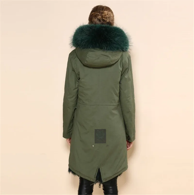 Оптовая продажа парка с лисьим мехом зимнее пальто длинным рукавом и капюшоном