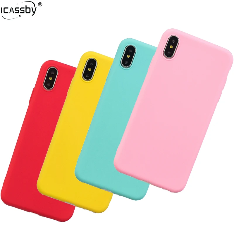 

For iPhone 12 Pro Max 6 6s 8 X 5 5s SE XR XS MAX Candy Color Soft TPU Candy Color Back Cover For iPhone 11 7 8 Plus XS XR Case
