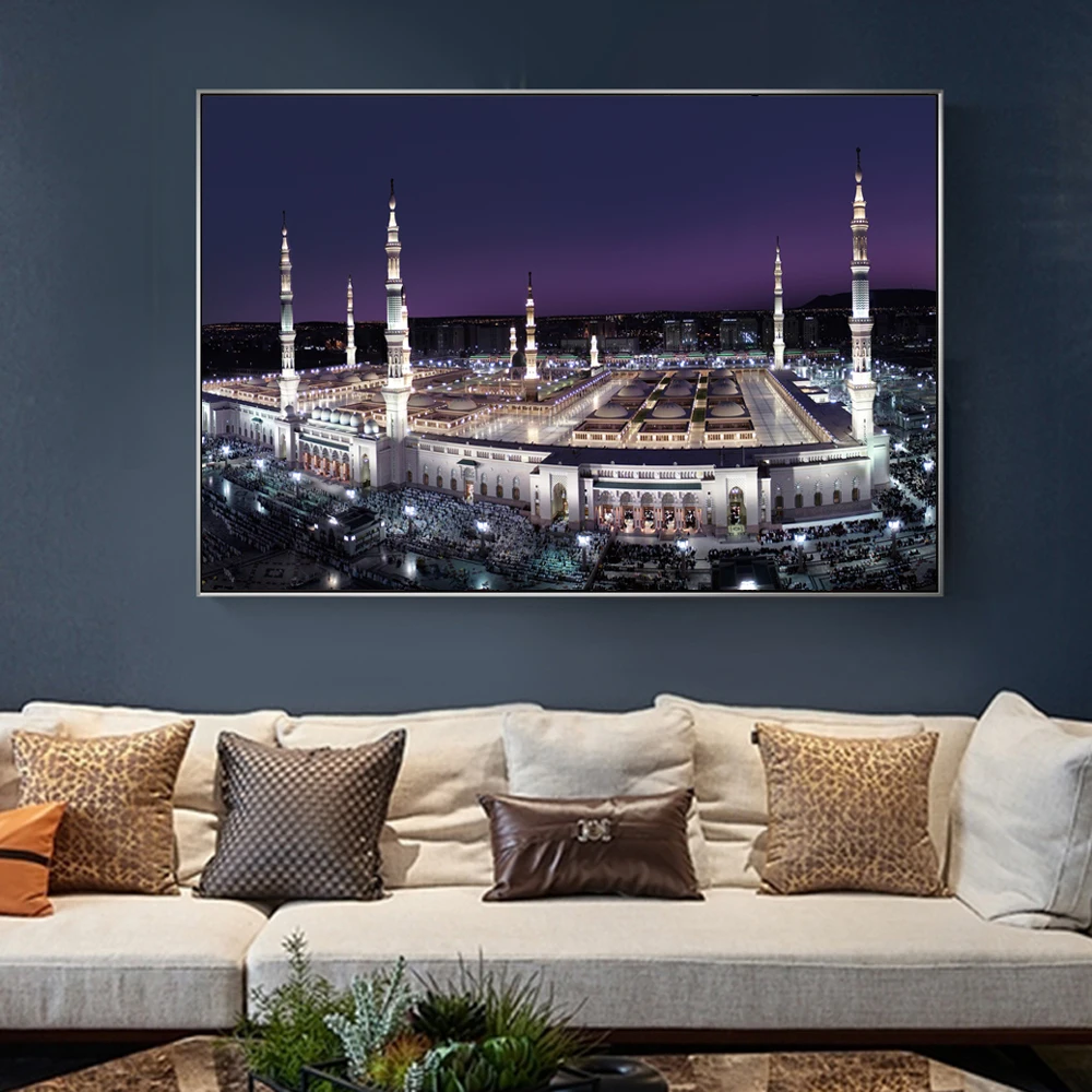 Mecca Holy Land Nightscape настенные постеры Реалистичная мусульманская мечеть