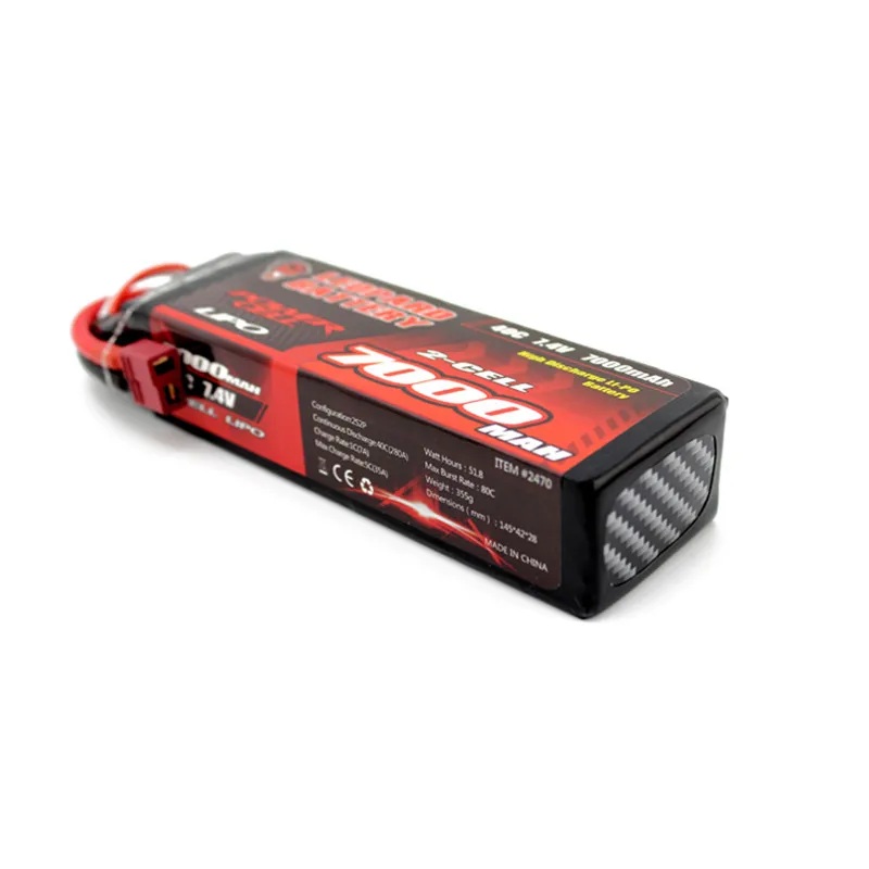 Rechargeable LEOPARD Power 7.4V 7000mAh 40C 2S T Plug Lipo Battery for 1:8 1:10 RC Car Boat Models Spare Parts | Игрушки и хобби