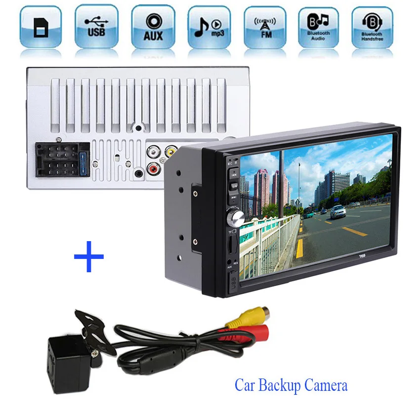 Автомобильная камера заднего вида для парковки + 2 DIN Bluetooth аудио 7 &quotHD сенсорный