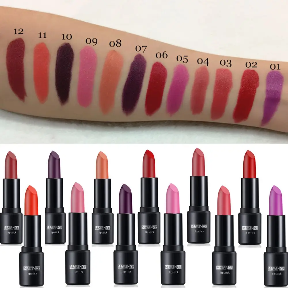 MAANGE Pro Lips Makeup увлажняющая матовая губная помада сексуальная водостойкая стойкая легкая в носке губная помада блеск Косметика 12 цветов