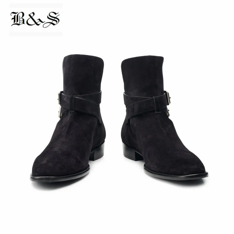 Черные и уличные эксклюзивные замшевые кожаные сапоги ручной работы с двойным