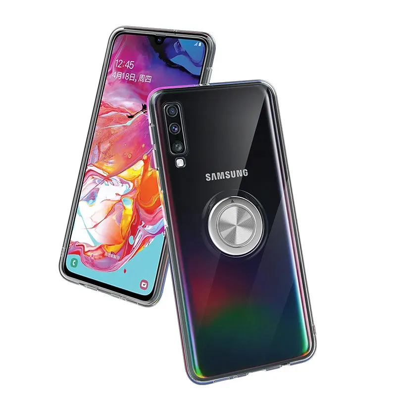 Для Samsung Galaxy A750 / A7 2018 чехол для A9 прозрачный металлический с кольцом M30 M20|Бамперы| |
