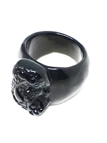 

Natural Black Obsidian Protection Amulet Mens Ring Natural Gemstone Jewelry 20mm
