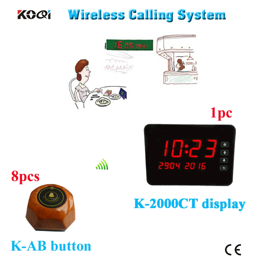 

Кнопка вызова официанта с 8 кнопками кофейного цвета и одним сенсорным экраном для кофейни