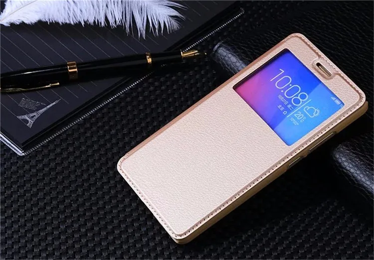 Роскошный кожаный флип-чехол с окошком для huawei Honor 5X X5 GR5 GR5W Kiw-L21 чехол-подставка для телефона с функцией автоматического сна