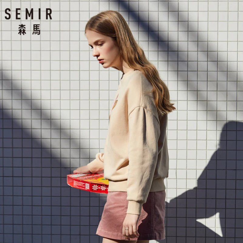 SEMIR женский свитер с вышивкой блестками Женский пуловер опущенным плечом