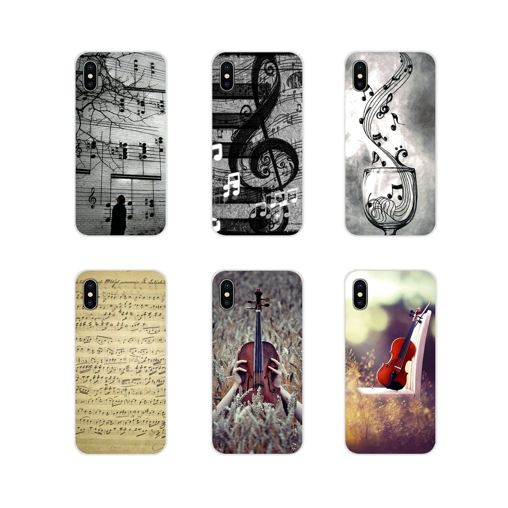 Прозрачные ТПУ чехлы накладки для скрипки и музыкальных нот Xiaomi Mi4 Mi5 Mi5S Mi6 Mi A1 A2 5X 6X