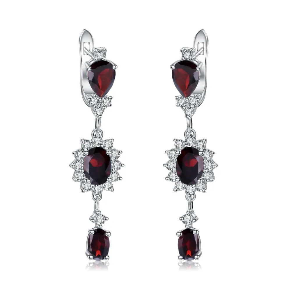 GEM'S BALLET 4.88Ct натуральный красный гранат драгоценный камень Винтажные висячие серьги 925 пробы серебряные цветочные серьги для женщин хорошее ювелирное изделие