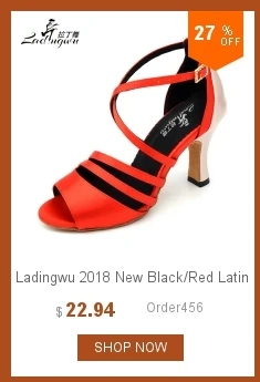 Ladingwu новая Сальса Обувь для танцев фиолетовый/красный Латинской Танцы дамские атласные туфли мягкая подошва Бальные Обувь для танцев каблук 6/7. 5/8. 5/10 см