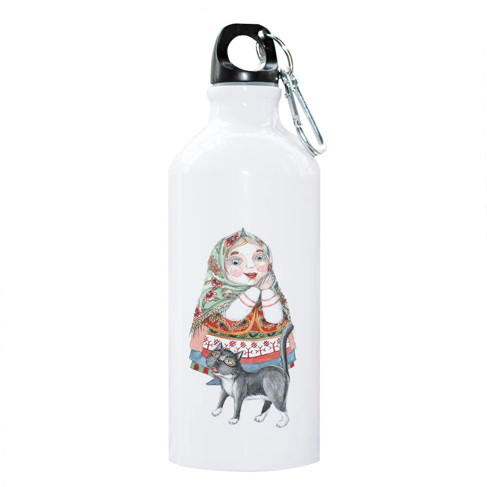 Бутылка для воды переносная алюминиевая с изображением Бабушки животными 600