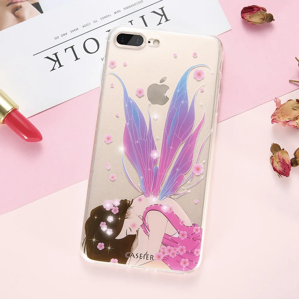 Роскошный чехол caseier для телефона iPhone 6 6s Plus силиконовый с рисунком 5 5S se блестящий