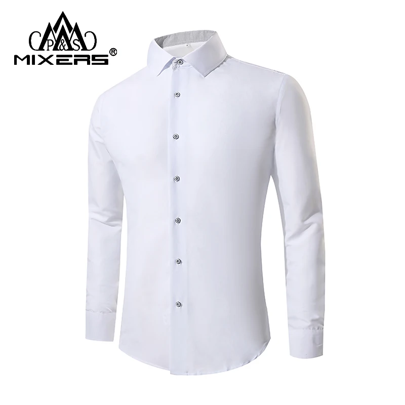 Slim Fit мужские белые рубашки с длинным рукавом Повседневная белая рубашка мужская белая рубашка с длинным рукавом Свадебная рубашка мужская одежда