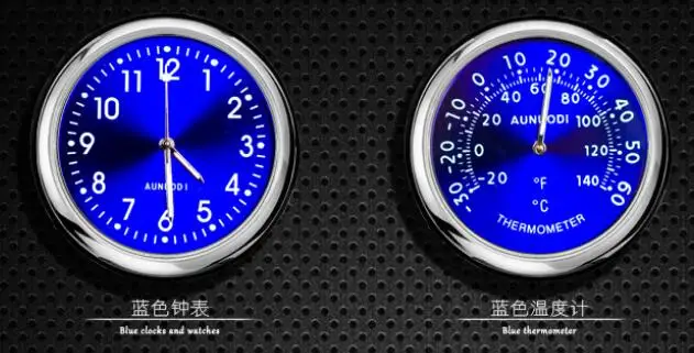 Blue clock temperat Светящиеся Авто Калибр часы Автомобильный термометр мини автомобиль вентиляционное отверстие кварцевые часы с зажимом автомобильный воздуховод Часы Автомобиль Стайлинг - Название цвета: Blue clock temperat