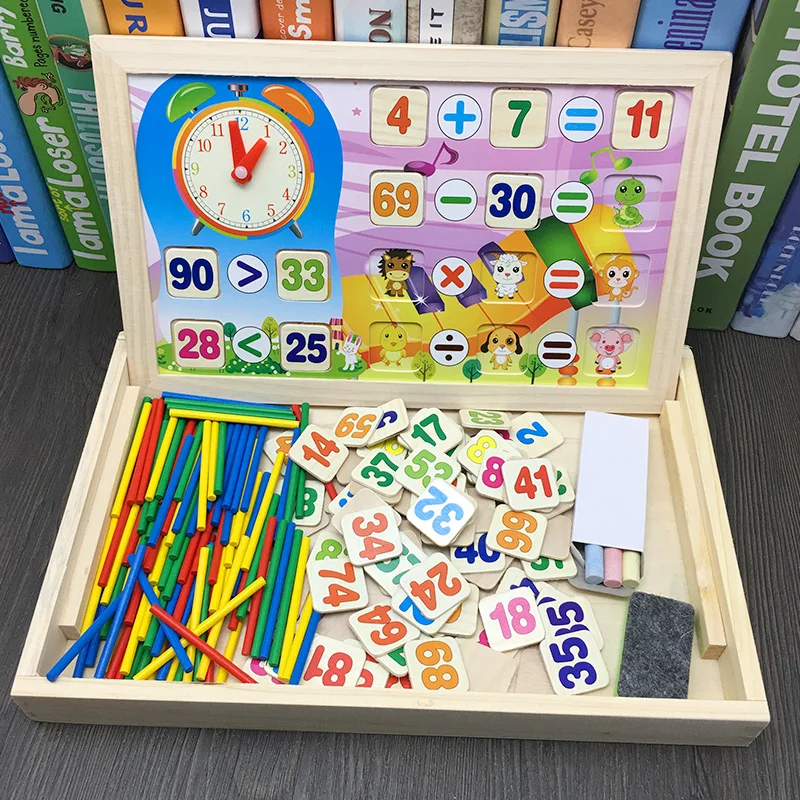 

JaheerToy Mathematical Computing Wooden Toys for Children Montessori Educational Toy Temporal cognition Small Blackboard