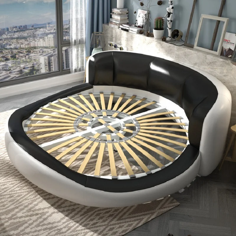 Современная кожа вокруг кровати мебель для спальни|Наборы спальной| |