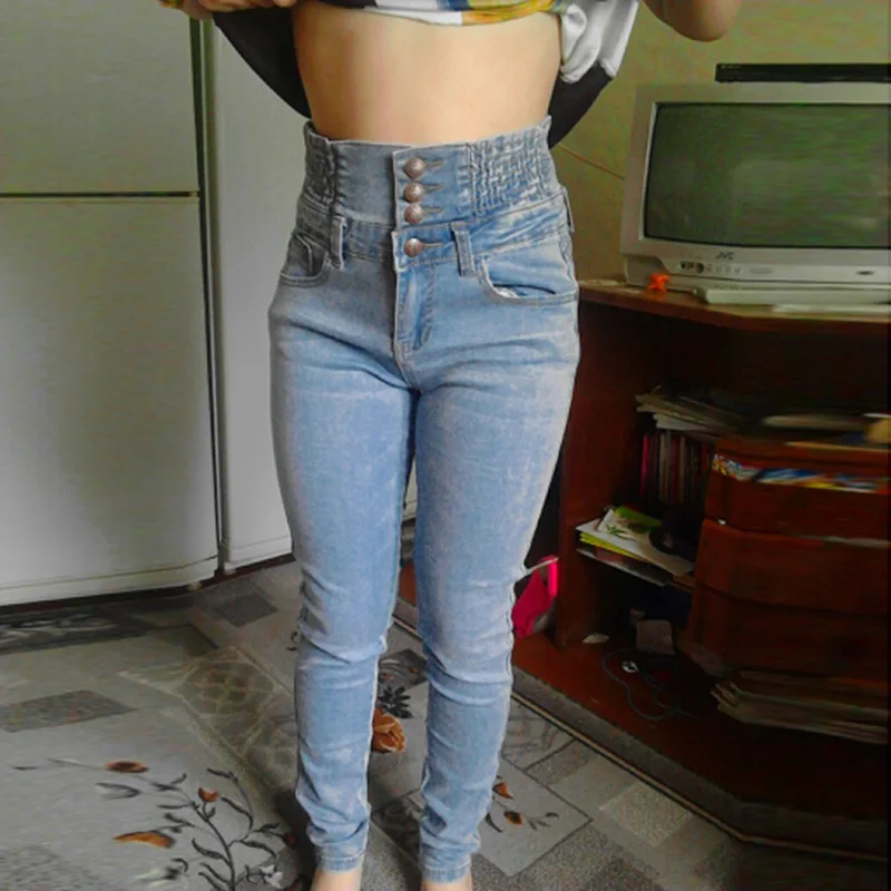 2018 джинсовые штаны модные женские туфли эластичные Высокая Талия Stretch Skinny Jean