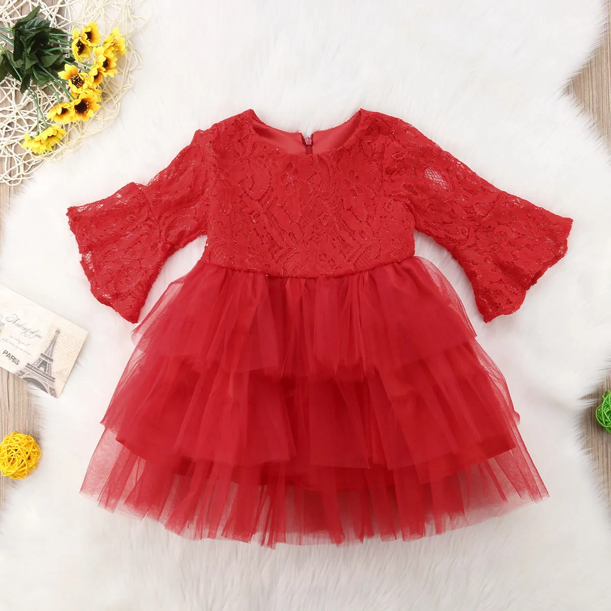 Платье принцессы с кружевным бантом осень 2018 платье для девочек длинными