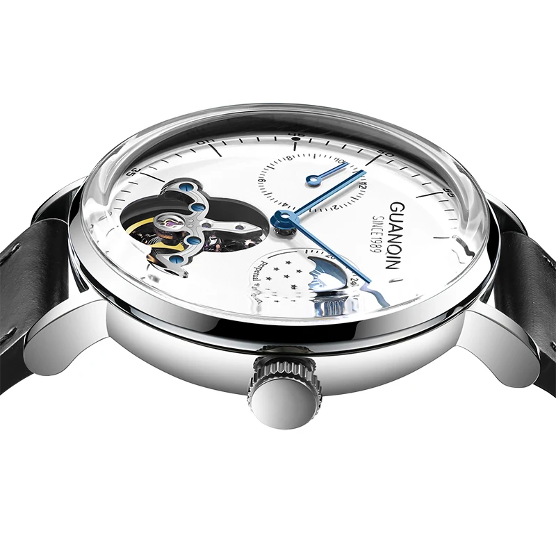 GUANQIN 2019 Механические мужские 3D часы Curver Tourbillon автоматические водонепроницаемые
